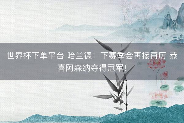 世界杯下单平台 哈兰德：下赛季会再接再厉 恭喜阿森纳夺得冠军！