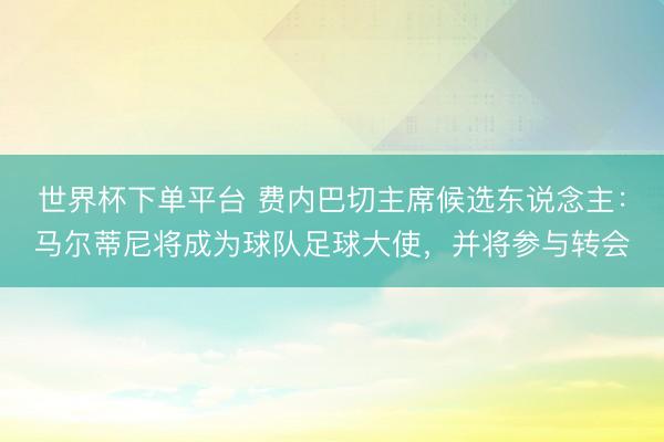 世界杯下单平台 费内巴切主席候选东说念主：马尔蒂尼将成为球队足球大使，并将参与转会