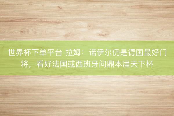 世界杯下单平台 拉姆：诺伊尔仍是德国最好门将，看好法国或西班牙问