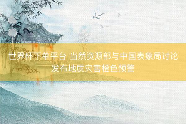 世界杯下单平台 当然资源部与中国表象局讨论发布地质灾害橙色预