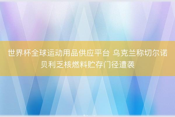 世界杯全球运动用品供应平台 乌克兰称切尔诺贝利乏核燃料贮存门径遭袭