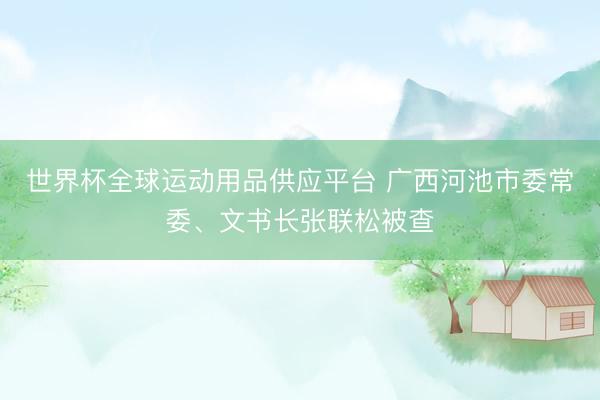 世界杯全球运动用品供应平台 广西河池市委常委、文书长张联松被