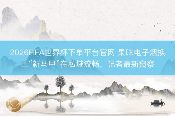 2026FIFA世界杯下单平台官网 果味电子烟换上“新马甲”在私域流畅，记者最新窥察