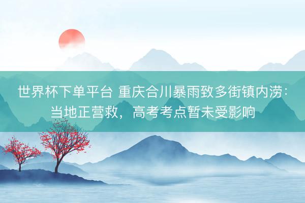 世界杯下单平台 重庆合川暴雨致多街镇内涝：当地正营救，高考考点暂未受影响