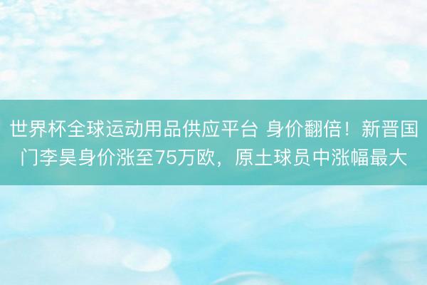 世界杯全球运动用品供应平台 身价翻倍！新晋国门李昊身价涨至75万欧，原土球员中涨幅最大