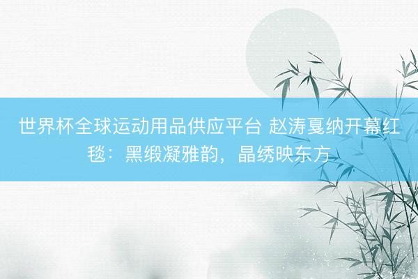 世界杯全球运动用品供应平台 赵涛戛纳开幕红毯：黑缎凝雅韵，晶绣映东方