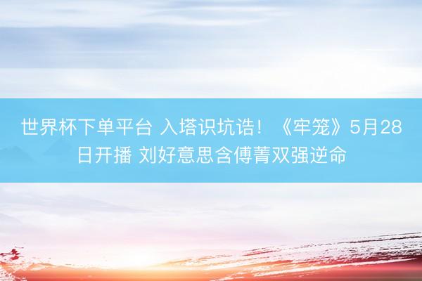 世界杯下单平台 入塔识坑诰！《牢笼》5月28日开播 刘好意思含傅菁双强逆命