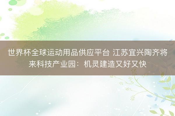 世界杯全球运动用品供应平台 江苏宜兴陶齐将来科技产业园：机灵建造又好又快