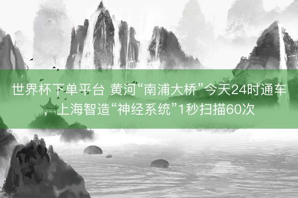 世界杯下单平台 黄河“南浦大桥”今天24时通车，上海智造“神经系统”1秒扫描60次