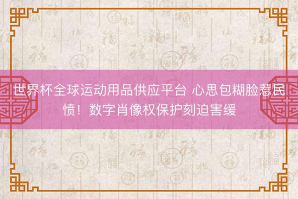 世界杯全球运动用品供应平台 心思包糊脸惹民愤！数字肖像权保护刻迫害缓