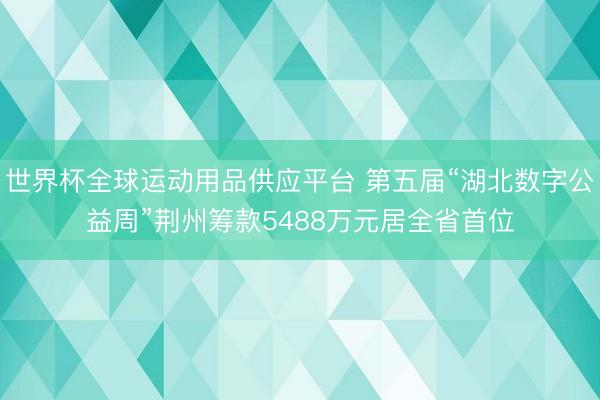 世界杯全球运动用品供应平台 第五届“湖北数字公益周”荆州筹款5488万元居全省首位